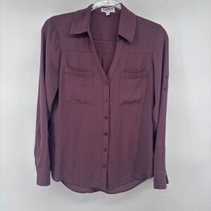 Express The Portofino Shirt Womens Small‎ S Slim Fit Long Sleeve Button Down Top